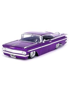 1959 Chevrolet Impala Lowrider Candy Purple with Wire Wheels "Street Low" Series 1/24 Diecast Model Car by Jada