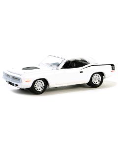 1970 Plymouth Hemi Barracuda Alpine White with Black Stripes "GreenLight Muscle" Series 28 1/64 Diecast Model Car by Greenlight