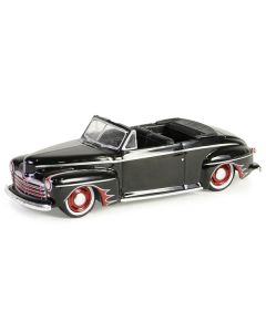 1947 Ford Deluxe Convertible Lowrider Black wit h Red Graphics "California Lowriders" Series 5 1/64 Diecast Model Car by Greenlight