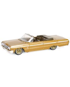 1964 Chevrolet Impala Convertible Lowrider Gold Metallic with Gold Interior "California Lowriders" Series 5 1/64 Diecast Model Car by Greenlight