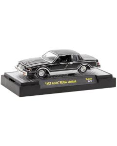 1987 Buick Regal Limited Lowrider Black with Silver Graphics "Lowriders" Limited Edition to 5500 pieces Worldwide 1/64 Diecast Model Car by M2 Machines