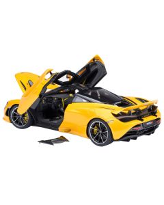 McLaren 720S Volcano Yellow with Black Top and Carbon Accents 1/18 Model Car by Autoart