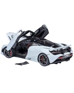 McLaren 720S Silica White with Black Top and Carbon Accents 1/18 Model Car by Autoart