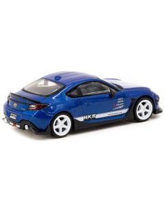 Toyota GR86 RHD (Right Hand Drive) "HKS" Blue Metallic with White Stripes "Global64" Series 1/64 Diecast Model by Tarmac Works