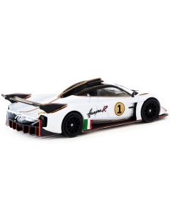 Pagani Huayra R #1 Bianco Benny White with Black Top "Lamley Special Edition" "Global64" Series 1/64 Diecast Model by Tarmac Works