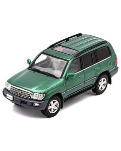 Toyota Land Cruiser 100 Green Metallic with Roof Rack 1/64 Diecast Model Car by GCD