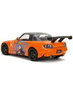 2001 Honda S2000 Orange with Gray Top and Graphics and Naruto Diecast Figure "Naruto Shippuden" (2009-2017) TV Series "Anime Hollywood Rides" Series 1/24 Diecast Model Car by Jada