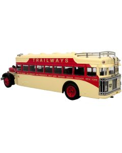 1935 Mack BK Coach Bus "Trailways" Beige and Red "Vintage Bus & Motorcoach Collection" Limited Edition to 504 pieces Worldwide 1/64 Diecast Model by Iconic Replicas