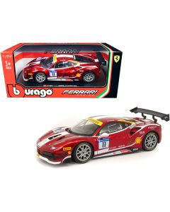 Ferrari 488 Challenge #11 Candy Red with White Stripes "Ferrari Racing" 1/24 Diecast Model Car by Bburago