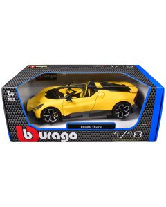 Bugatti Mistral Yellow with Carbon Accents 1/18 Diecast Model Car by Bburago