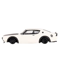 Nissan Skyline Kenmeri "Liberty Walk" RHD (Right Hand Drive) White with Matt Black Hood Limited Edition to 9600 pieces Worldwide 1/64 Diecast Model Car by Mini GT