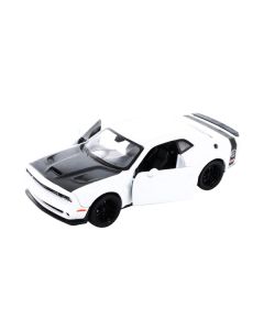 2018 Dodge Challenger SRT Hellcat Widebody White with Black Hood 1/24 Diecast Model Car by Motormax