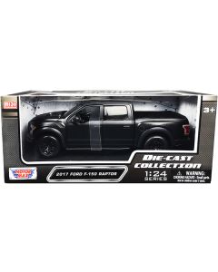 2017 Ford F-150 Raptor Pickup Truck with Sunroof Matt Black "Die-Cast Collection" Series 1/24 Diecast Model Car by Motormax