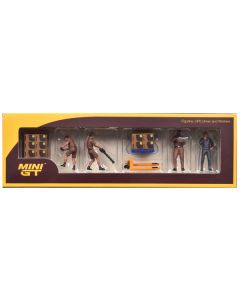 "UPS Driver and Workers" 7 Piece Figure Set for 1/64 Scale Models by Mini GT