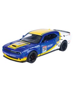 2018 Dodge Challenger SRT Hellcat Widebody #284 Blue Metallic and White with Yellow Graphics "GT Racing" Series 1/24 Diecast Model Car by Motormax