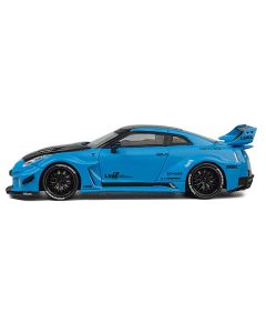 Nissan 35GT-RR "LB-Silhouette Works GT" RHD (Right Hand Drive) Blue with Carbon Hood and Black Top with Extra Wheels 1/64 Diecast Model Car by CM Models