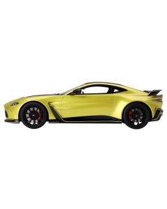 2022 Aston Martin V12 Vantage RHD (Right Hand Drive) Cosmopolitan Yellow with Black Hood and Top 1/18 Model Car by Top Speed