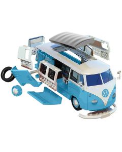 Skill 1 Model Kit Volkswagen Camper Van Blue Snap Together Model by Airfix Quickbuild