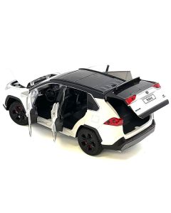 Toyota Rav4 Hybrid XSE White with Black Top and Sunroof 1/24 Diecast Model Car