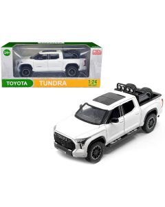 2023 Toyota Tundra TRD 4x4 Pickup Truck White Metallic with Sunroof and Wheel Rack 1/24 Diecast Model Car