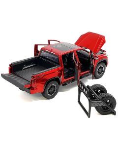 2023 Toyota Tundra TRD 4x4 Pickup Truck Red Metallic with Sunroof and Wheel Rack 1/24 Diecast Model Car