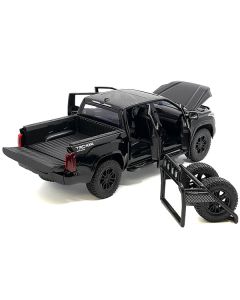 2023 Toyota Tundra TRD 4x4 Pickup Truck Black with Sunroof and Wheel Rack 1/24 Diecast Model Car