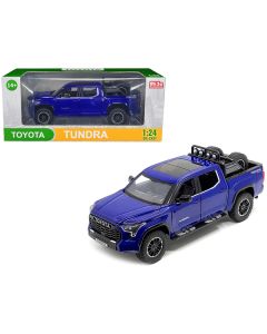 2023 Toyota Tundra TRD 4x4 Pickup Truck Blue Metallic with Sunroof and Wheel Rack 1/24 Diecast Model Car