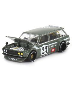 Datsun 510 Wagon V3 RHD (Right Hand Drive) Dark Green with Green Carbon Hood and Rear Gate (Designed by Jun Imai) "Kaido House" Special 1/64 Diecast Model Car by True Scale Miniatures