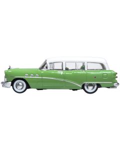 1954 Buick Century Estate Wagon Willow Green and White 1/87 (HO) Scale Diecast Model Car by Oxford Diecast