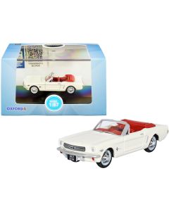 1965 Ford Mustang Convertible Wimbledon White (Goldfinger) with Red Interior 1/87 (HO) Scale Diecast Model Car by Oxford Diecast