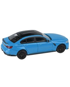 BMW M3 (G80) Miami Blue with Black Top 1/64 Diecast Model Car by Paragon Models