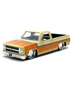 1985 Chevrolet C-10 Pickup Truck Beige with Stripes and Lowenhart Wheels "Just Trucks" Series 1/24 Diecast Model Car by Jada