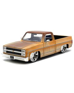 1985 Chevrolet C-10 Pickup Truck Yellow with Brown Top (Rusted) and JD3 Wheels "Just Trucks" Series 1/24 Diecast Model Car by Jada