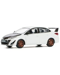 Toyota GR Vios White with Carbon Hood 1/64 Diecast Model Car by Pop Race