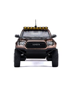 Toyota Tacoma Pre-Runner Pickup Truck Brushed Bronze Metallic with Carbon Hood 1/64 Diecast Model Car by GCD