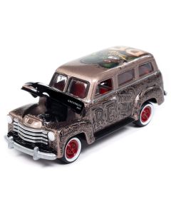 1950 Chevrolet 3100 Suburban Bronze Metallic with Black Hood "Rat Fink" Pop Culture 2024 Release 1 1/64 Diecast Model Car by Johnny Lightning