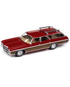 1970 Chevrolet Kingswood Estate Wagon Cranberry Red with Side Wood Panels "Muscle Wagons" Series 1/64 Diecast Model Car by Auto World