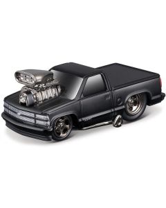 1993 Chevrolet 454 SS Pickup Truck Matt Black "Blackout Edition" 1/64 Diecast Model by Muscle Machines