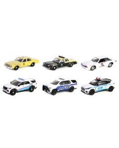 "Hot Pursuit" Set of 6 Police Cars Series 45 1/64 Diecast Model Cars by Greenlight