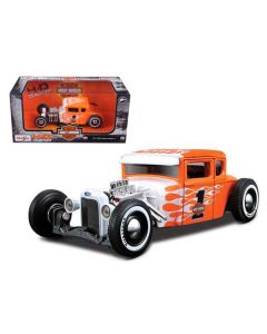 1929 Ford Model A #1 "Harley Davidson" Orange with White Flames 1/24 Diecast Model Car by Maisto