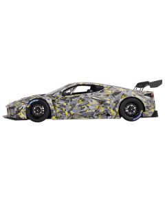 Chevrolet Corvette Z06 GT3.R Gray and Yellow Graphics "Sebring Test Car" (2022) 1/18 Model Car by Top Speed