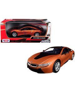 2018 BMW i8 Coupe Metallic Orange with Black Top 1/24 Diecast Model Car by Motormax