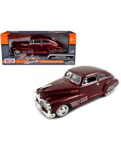 1948 Chevrolet Aerosedan Fleetline Dark Red Metallic 1/24 Diecast Model Car by Motormax