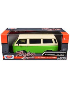 Volkswagen Type 2 (T3) Van Green and Beige "Timeless Legends" Series 1/24 Diecast Model Car by Motormax