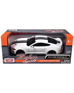 2018 Ford Mustang GT 5.0 White with Black Stripes "Timeless Legends" Series 1/24 Diecast Model Car by Motormax