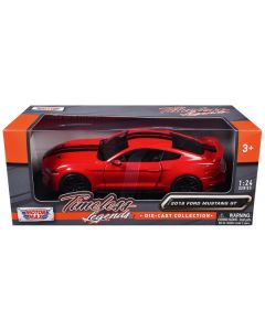 2018 Ford Mustang GT 5.0 Red with Black Stripes "Timeless Legends" Series 1/24 Diecast Model Car by Motormax