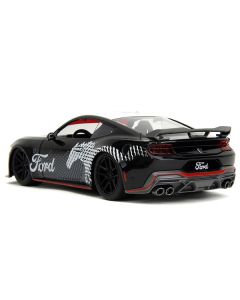 2024 Ford Mustang Dark Horse Black with White Top and "Mustang Horse Graphics" "Bigtime Muscle" Series 1/24 Diecast Model Car by Jada