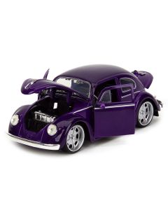 Volkswagen Beetle Purple Metallic and Wednesday Addams Diecast Figure "Wednesday" (2022) TV Series "Hollywood Rides" Series 1/24 Diecast Model Car by Jada