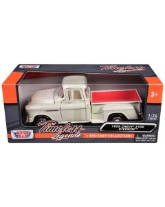 1955 Chevrolet 3100 Stepside Pickup Truck Cream with White Interior "Timeless Legends" Series 1/24 Diecast Model Car by Motormax