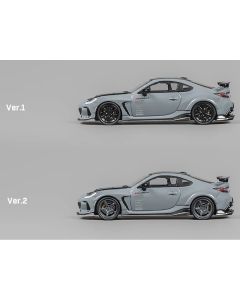 Subaru BRZ "Varis Arising-1" RHD (Right Hand Drive) Gray with Carbon Hood and Top with Extra Wheels 1/64 Diecast Model Car by CM Models